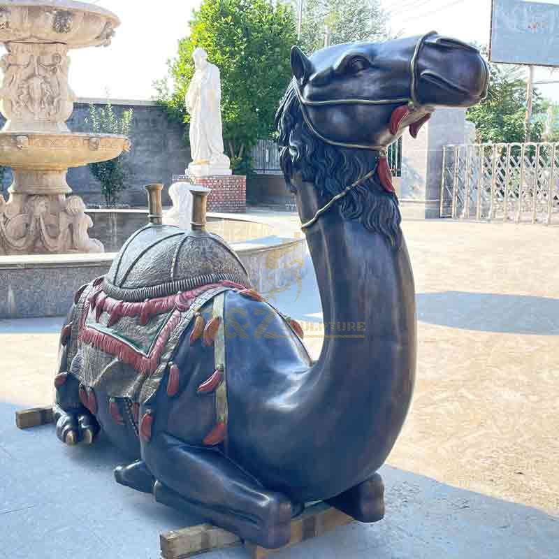 Large horizontal bronze camel statue for sale with exquisite saddle decoration DZ-568