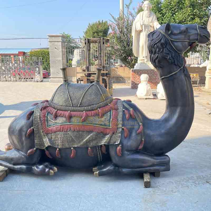 Large horizontal bronze camel statue for sale with exquisite saddle decoration DZ-568