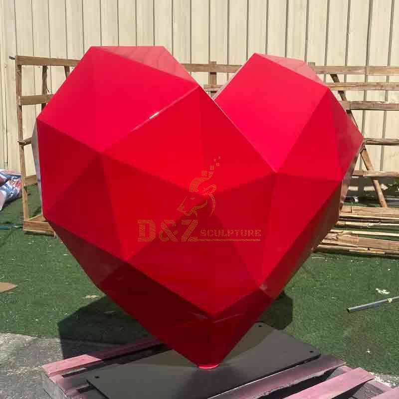 Modern Geometric Abstract Metal Red Heart Sculpture for Sale DZ-569