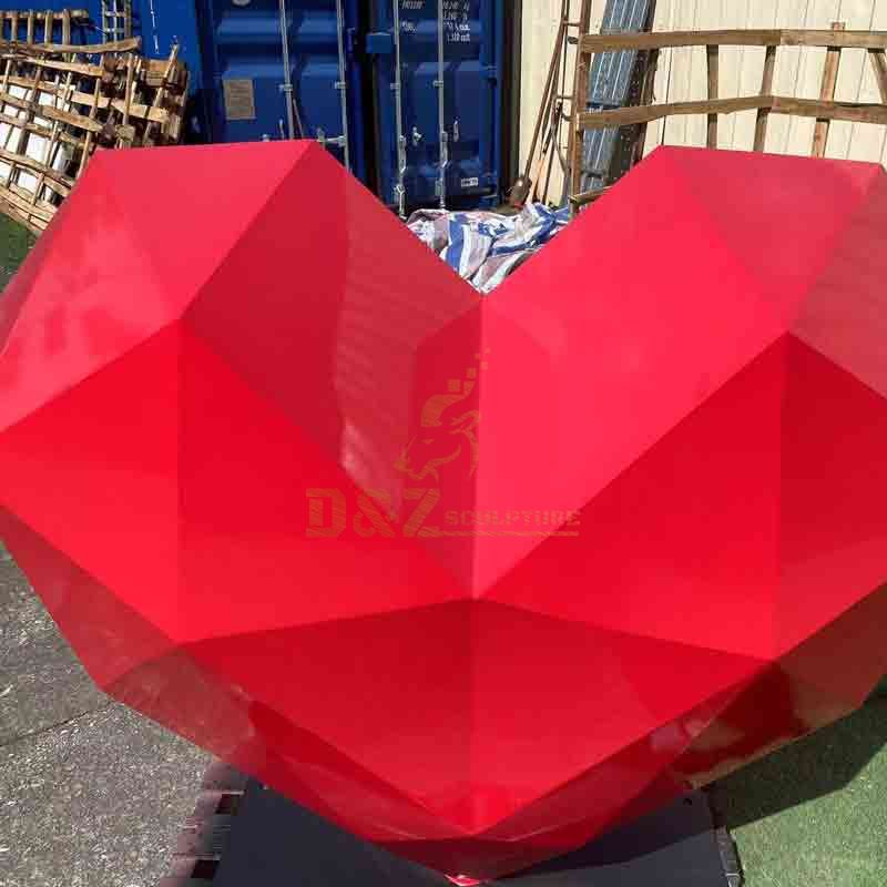 Modern Geometric Abstract Metal Red Heart Sculpture for Sale DZ-569