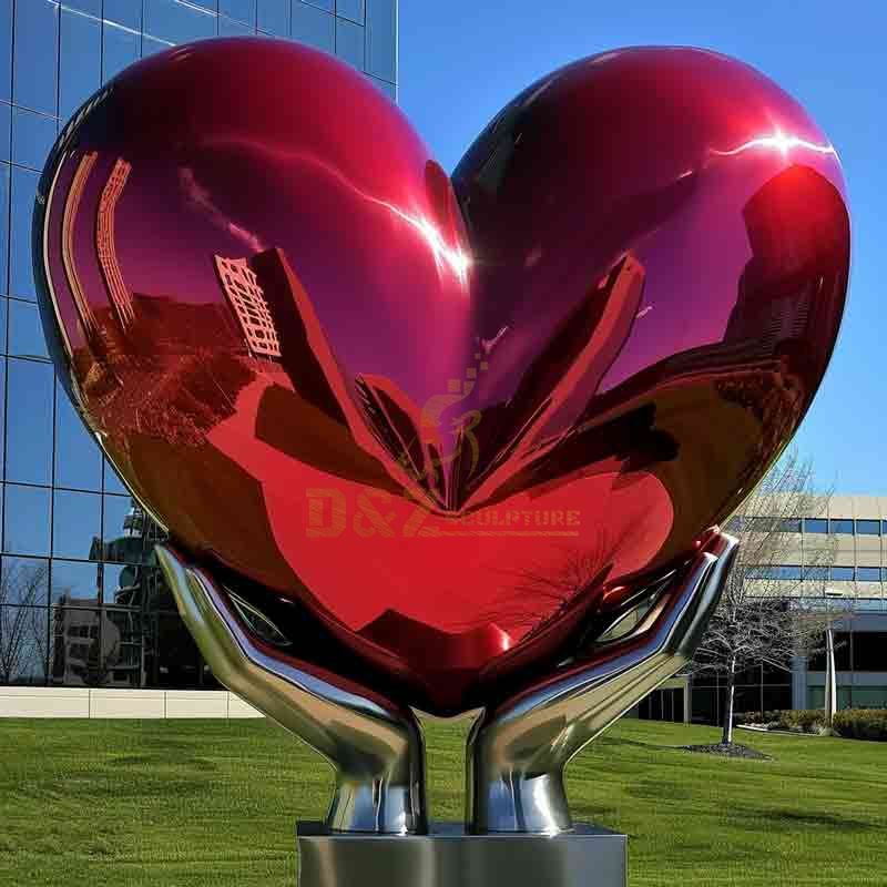 Art Modern Heart Shaped Stainless Steel Sculpture