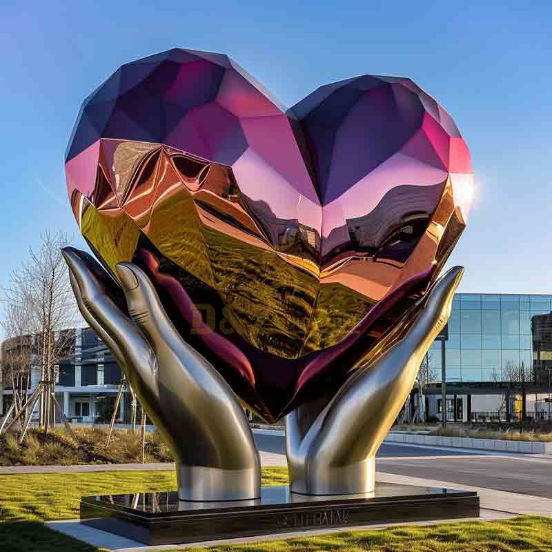 Artists Famous Modern Stainless Steel Heart Sculpture For Home Garden