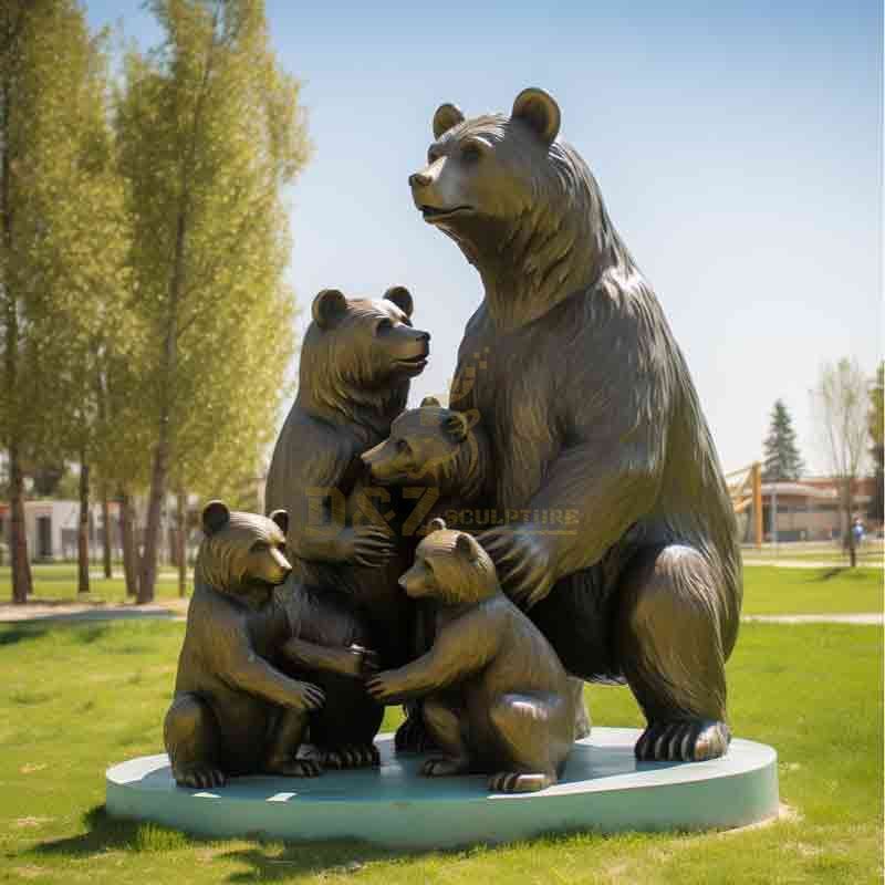 Large Outdoor Bronze Bear Family Statue for Garden DZ-576