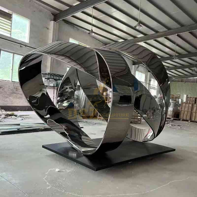 Large mirrored stainless steel abstract circle art sculpture DZ-578