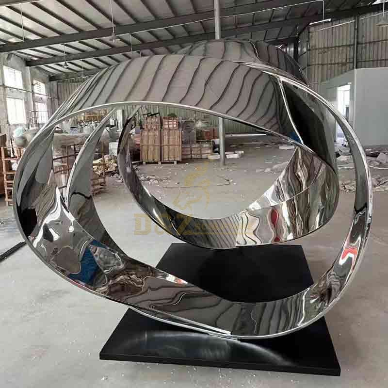 Large mirrored stainless steel abstract circle art sculpture DZ-578