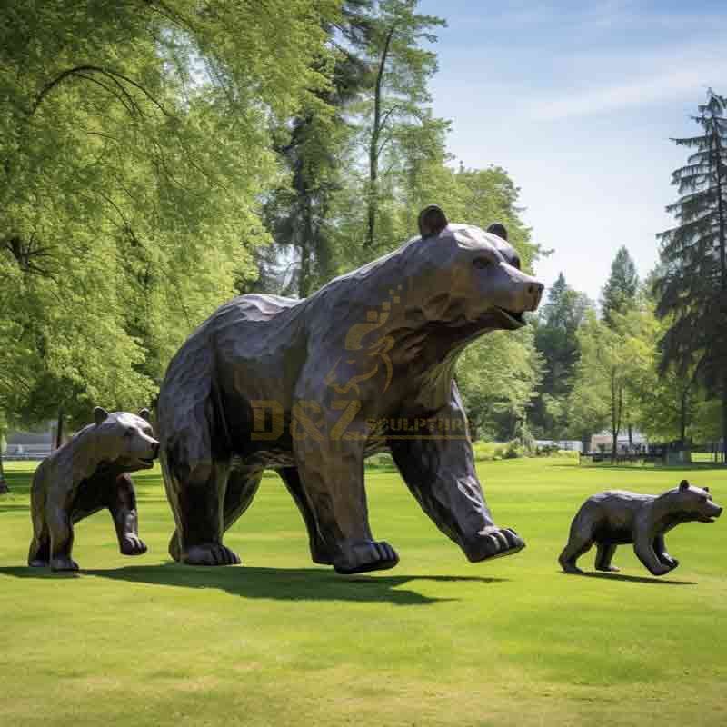 Custom Large Bronze Bear Family Statue garden park DZ-584