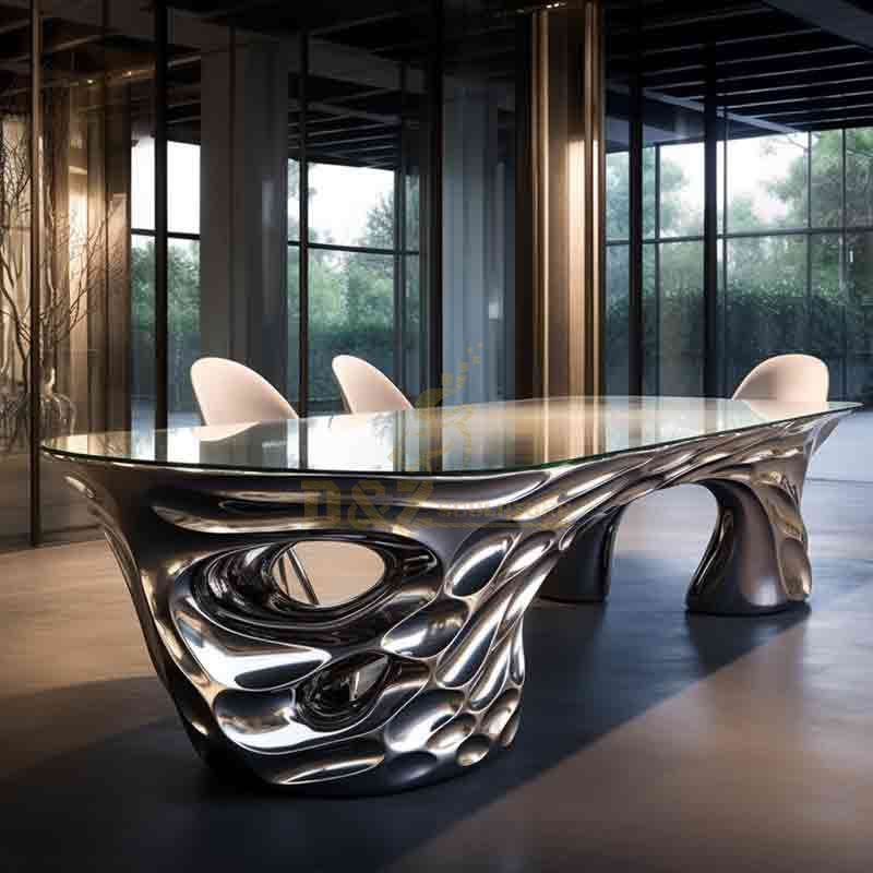 High-end custom stainless steel art dining table sculpture hotel restaurant DZ-586