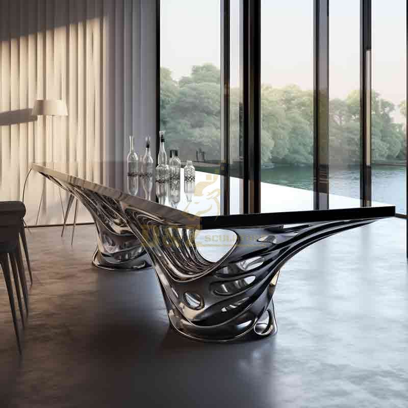 High-end custom stainless steel art dining table sculpture hotel restaurant DZ-586