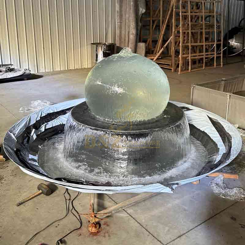 Acrylic sphere with stainless steel bowl water fountain sculpture for garden DZ-589