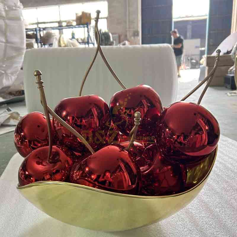 Large red metal cherry sculpture for hotel decoration DZ-590