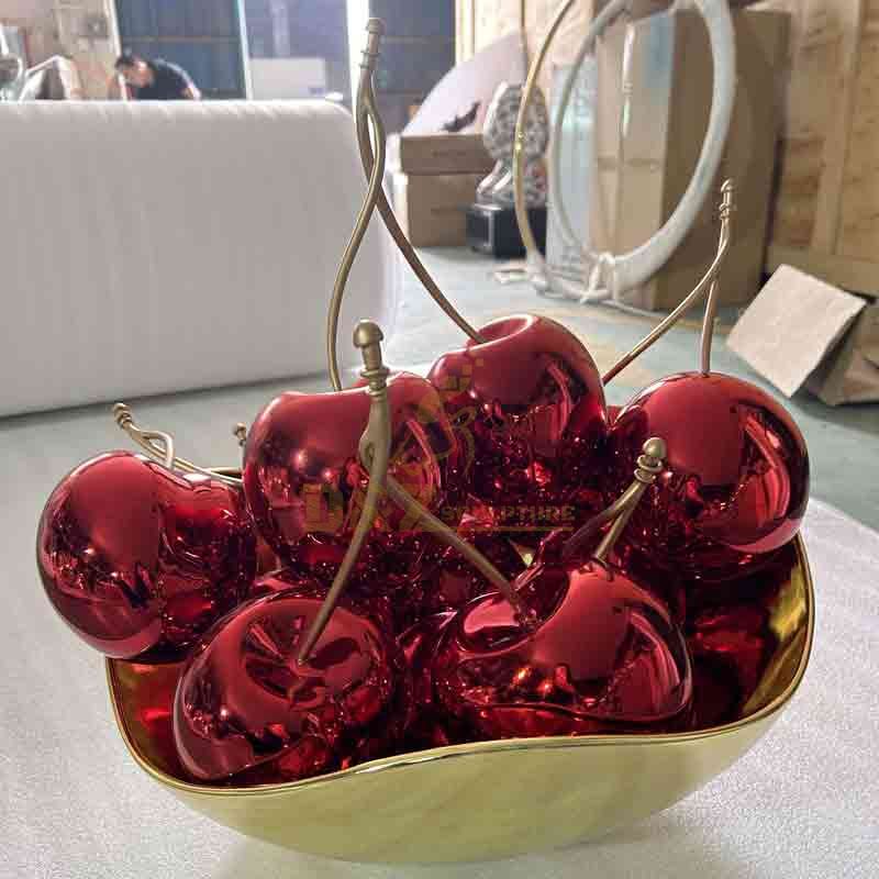 Large red metal cherry sculpture for hotel decoration DZ-590