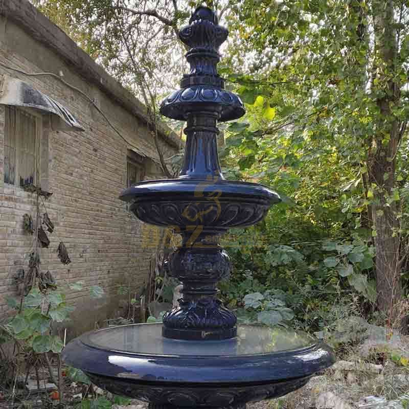 Large outdoor black marble fountain sculpture for sale tiger head decor DZ-591