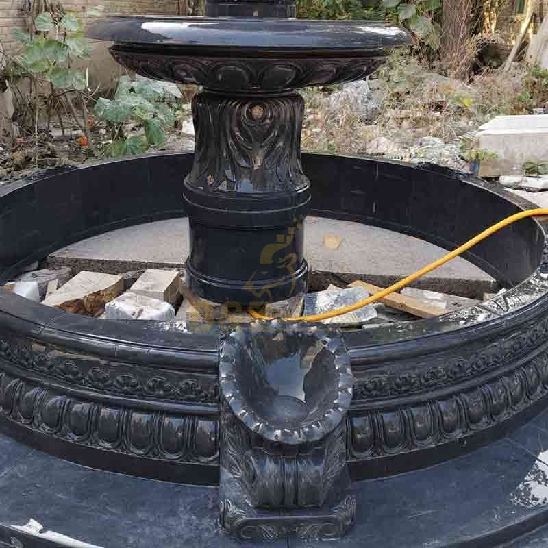 Large outdoor black marble fountain sculpture for sale tiger head decor DZ-591