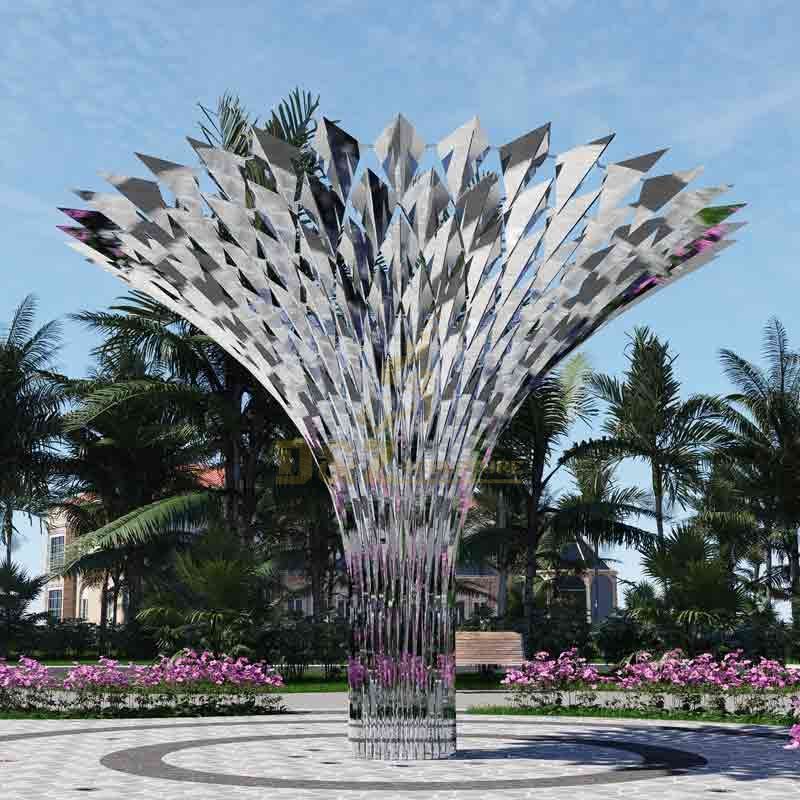 Large geometric stainless steel tree sculpture for garden DZ-594