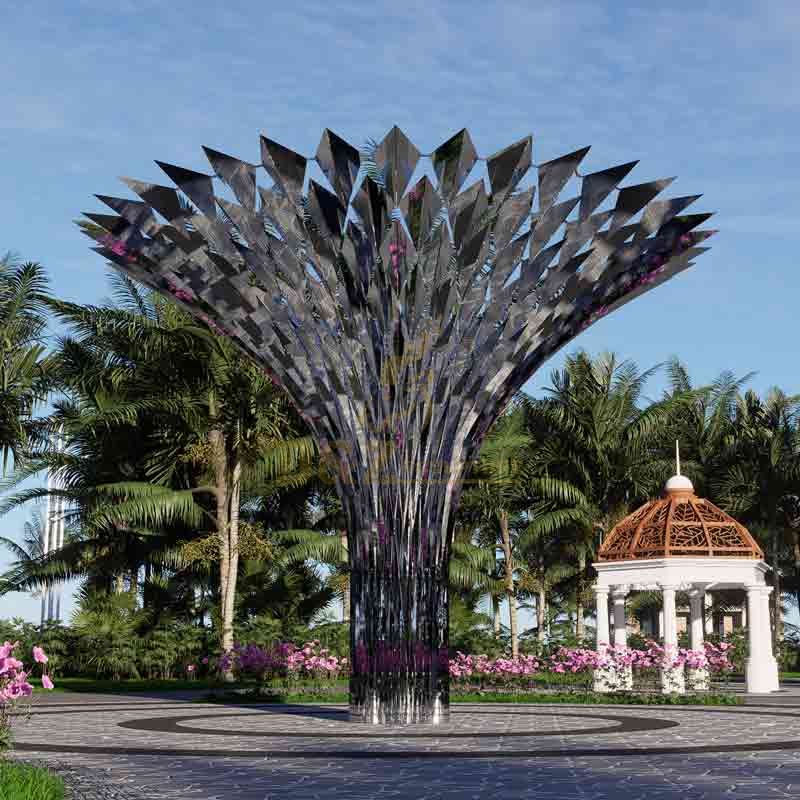 Large geometric stainless steel tree sculpture for garden DZ-594