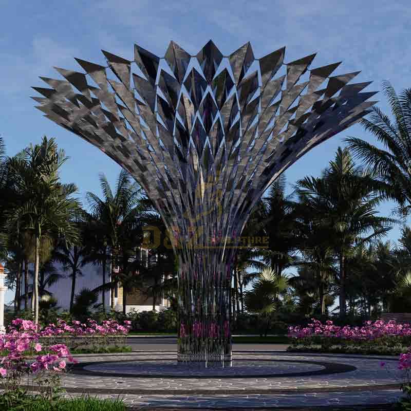 Large geometric stainless steel tree sculpture for garden DZ-594