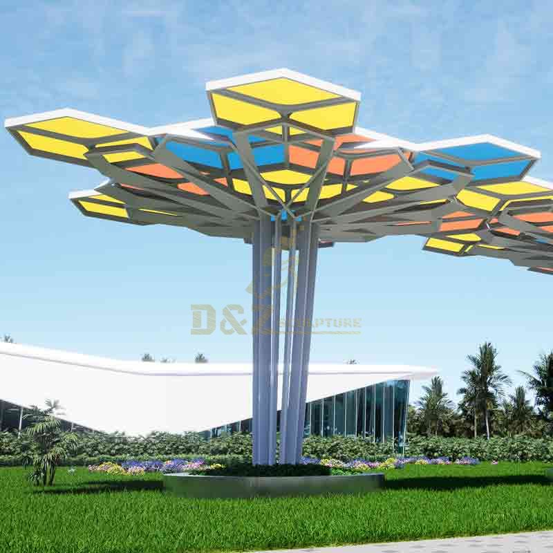 Geometric tree-shaped metal landscape pergola sculpture architectural sculpture DZ-595