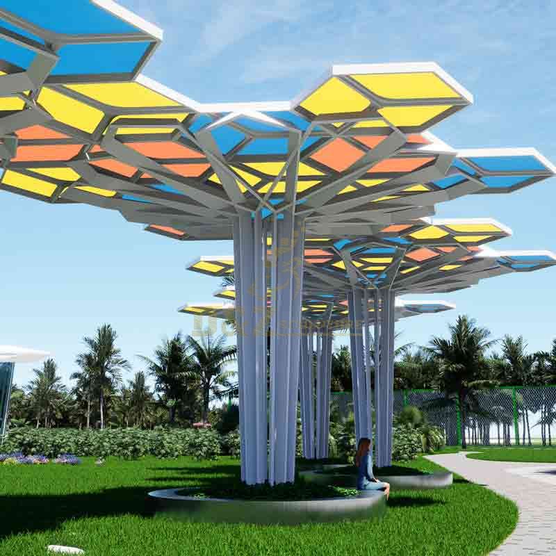 Geometric tree-shaped metal landscape pergola sculpture architectural sculpture DZ-595