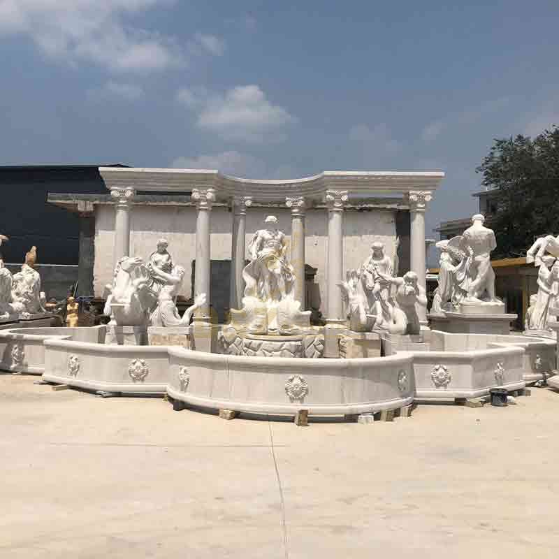 Custom Large White Marble Roman Trevi Fountain Sculpture DZ-596