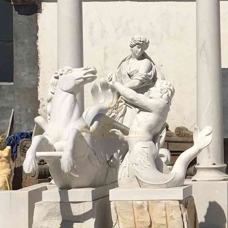 Custom Large White Marble Roman Trevi Fountain Sculpture DZ-596