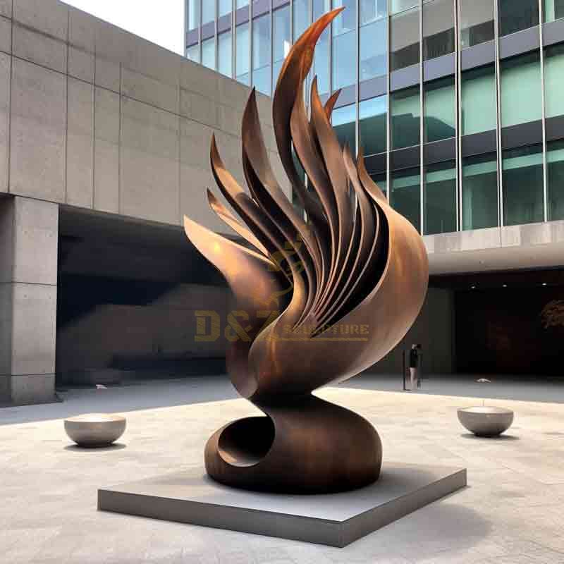 Rising Large Abstract Metal Phoenix Sculpture DZ-600