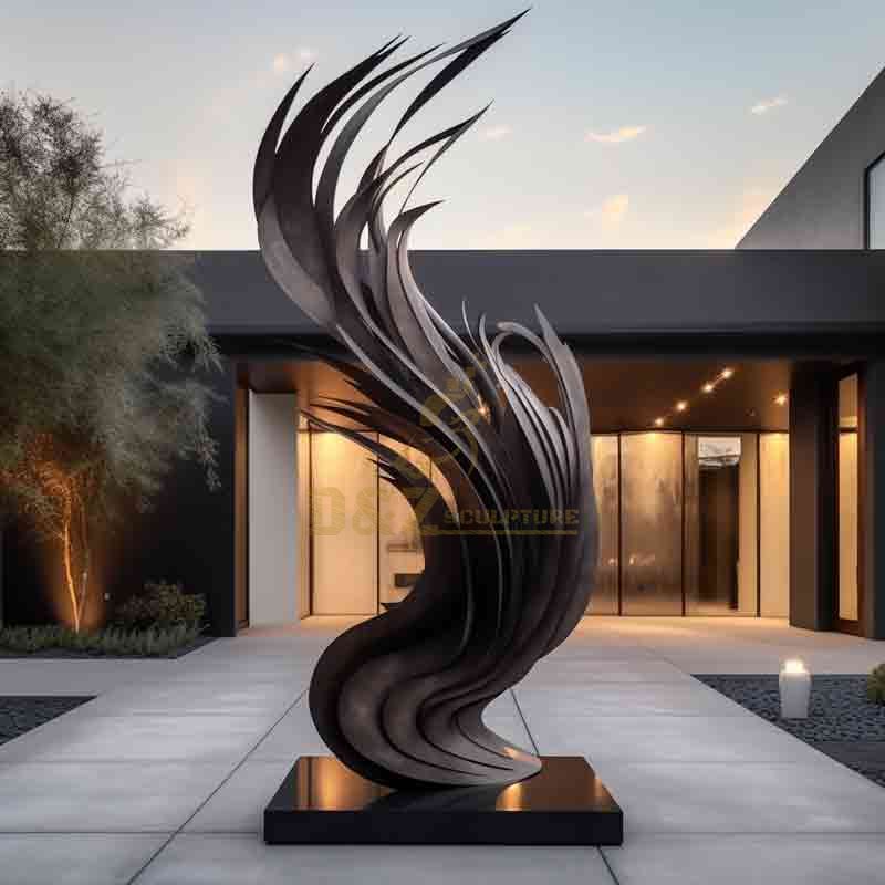 Rising Large Abstract Metal Phoenix Sculpture DZ-600