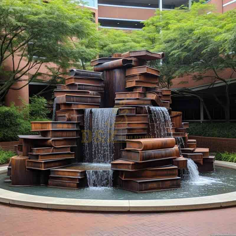 Mountain-shaped cast bronze waterfall book water fountain sculpture DZ-601