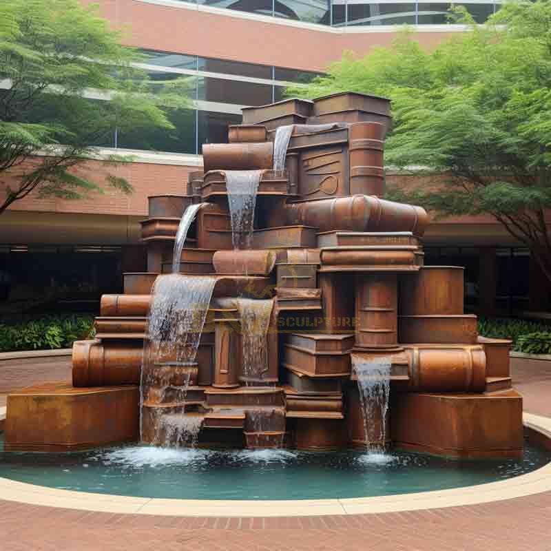 Mountain-shaped cast bronze waterfall book water fountain sculpture DZ-601