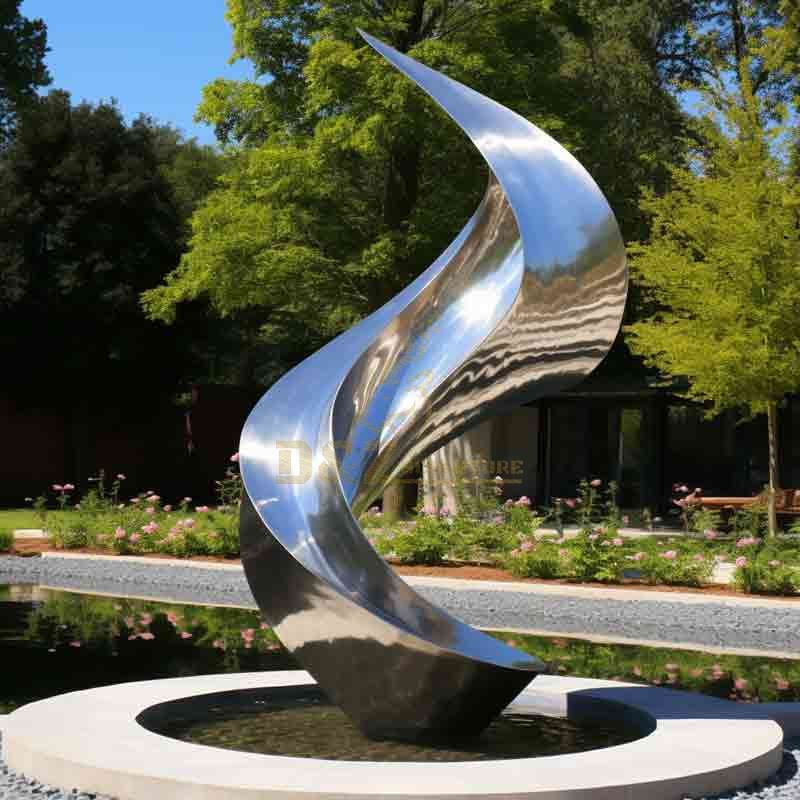 Outdoor stainless steel garden spiral fountain art sculpture DZ-602