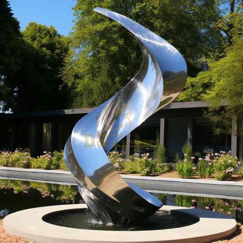 Outdoor stainless steel garden spiral fountain art sculpture DZ-602