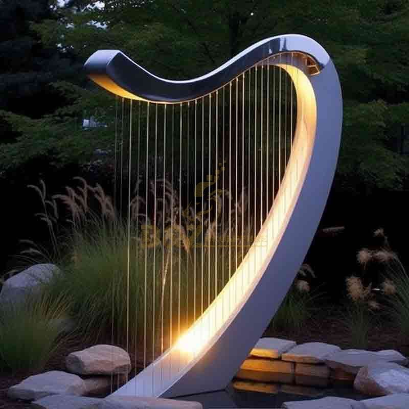 Large Metal Harp Sculpture: Garden Abstract Music Art Sculpture DZ-604