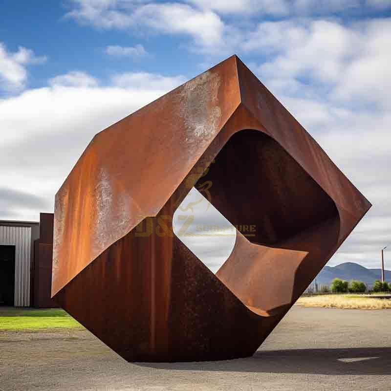 Large Corten steel geometric sculpture industrial style theme DZ-607