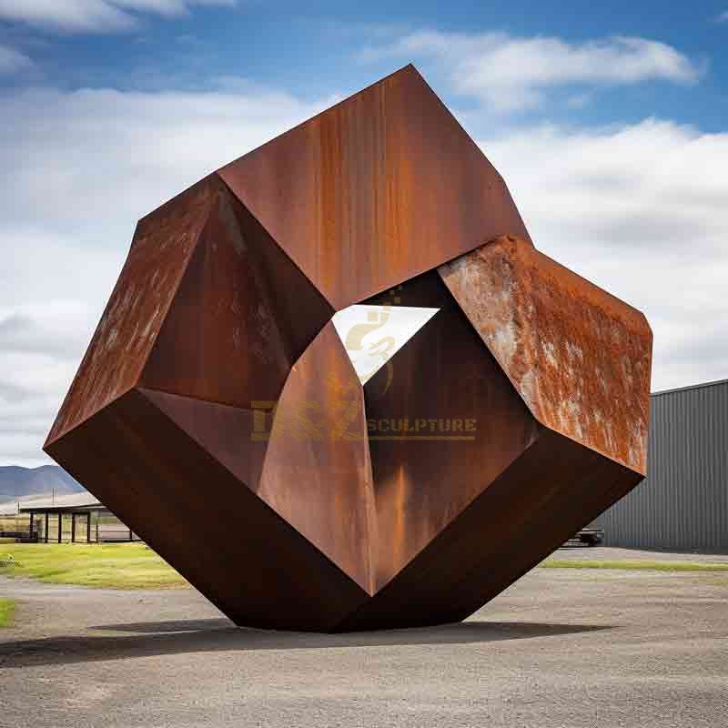 Large Corten steel geometric sculpture industrial style theme DZ-607