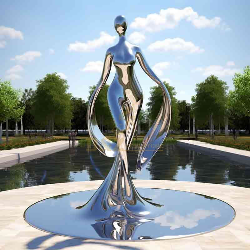 Mirror stainless steel abstract dancer sculpture DZ-608