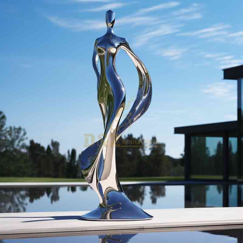 Mirror stainless steel abstract dancer sculpture DZ-608