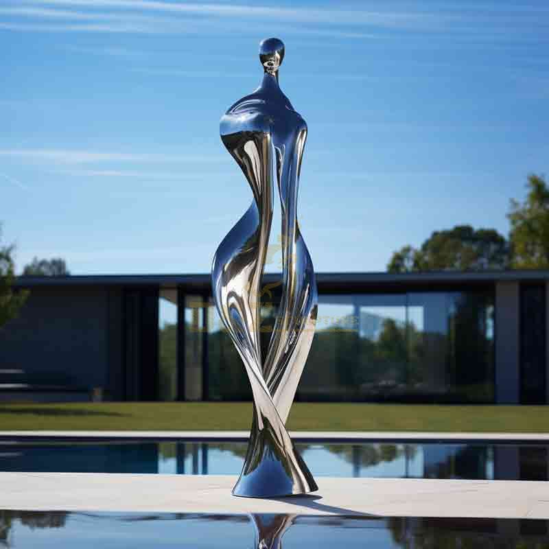 Mirror stainless steel abstract dancer sculpture DZ-608