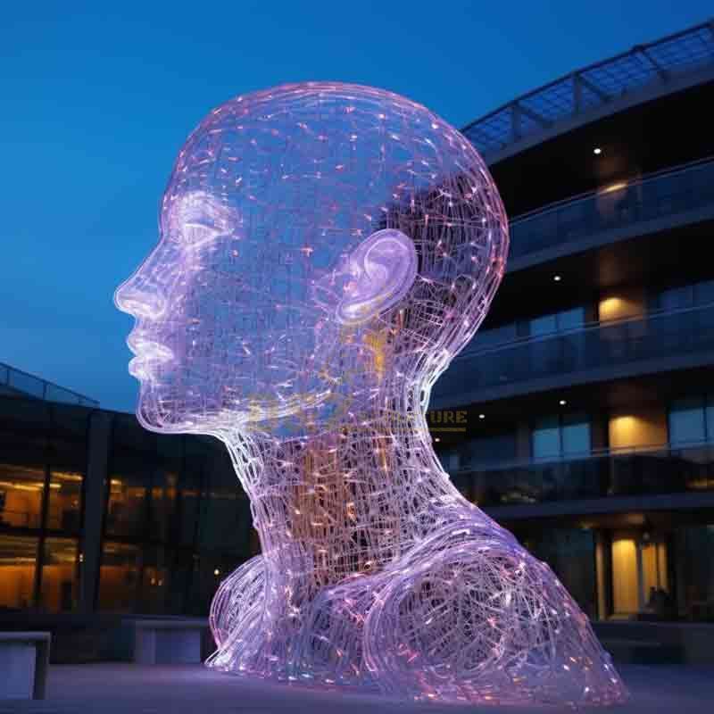 Giant abstract metal wire light human head sculptures DZ-610