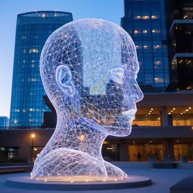 Giant abstract metal wire light human head sculptures DZ-610