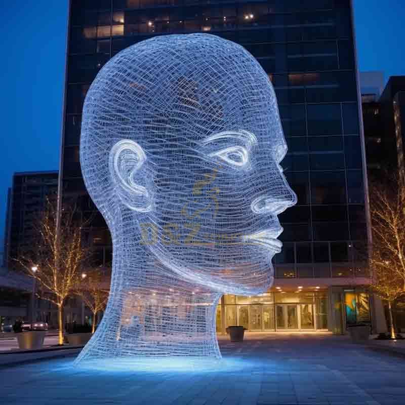 Giant abstract metal wire light human head sculptures DZ-610