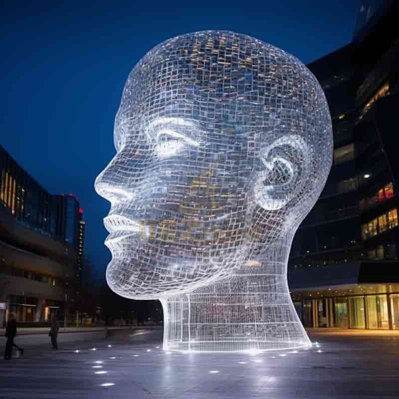 Giant abstract metal wire light human head sculptures DZ-610