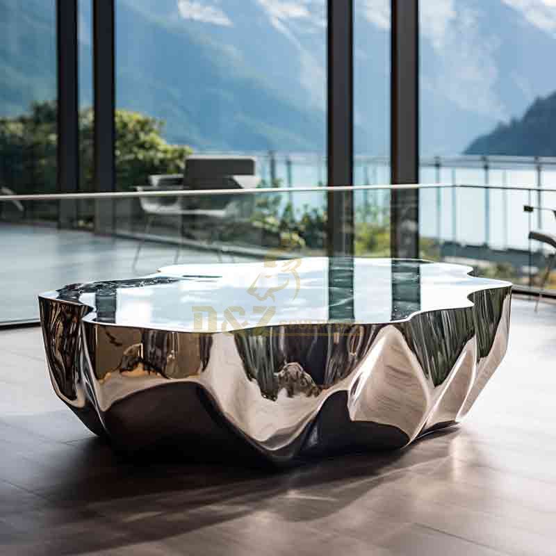 Stainless steel coffee table, modern metal furniture