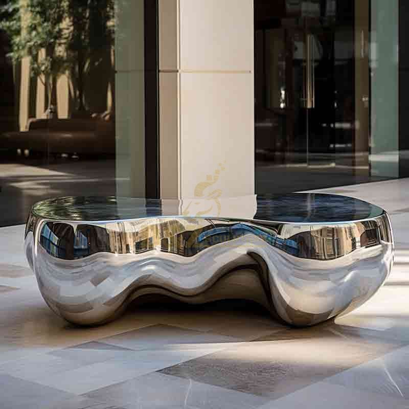 Mirrored stainless steel table, hotel art decoration