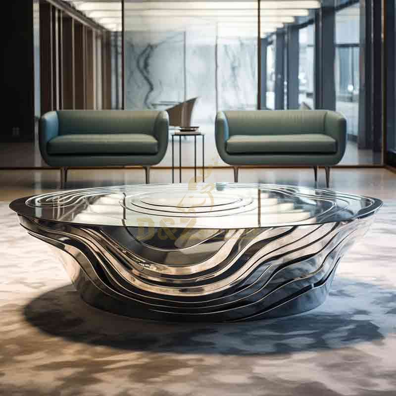 Water ripple modern furniture metal table