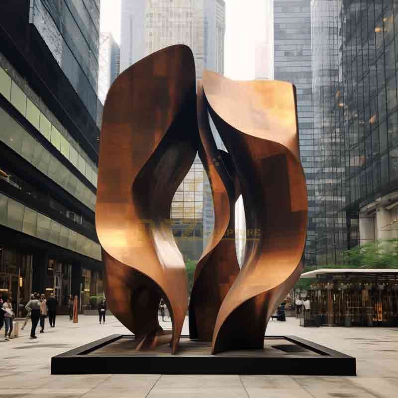 Large abstract bronze flame sculpture landmark DZ-617