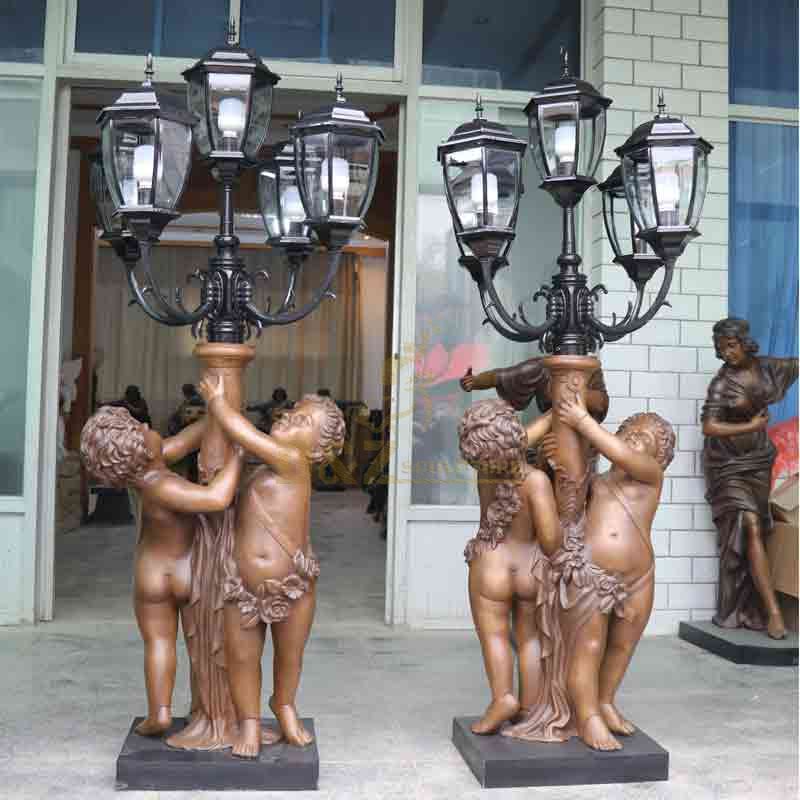 Vintage Bronze Child Statue Floor Lamps for sale DZ-619