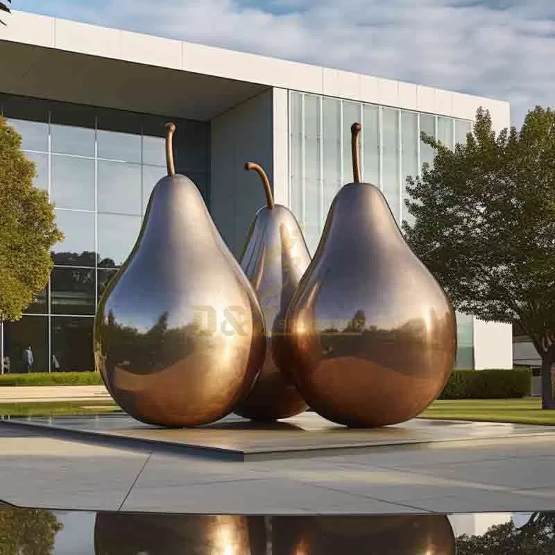 Large Electroplated Metal Pear Sculpture Square Art DZ-626