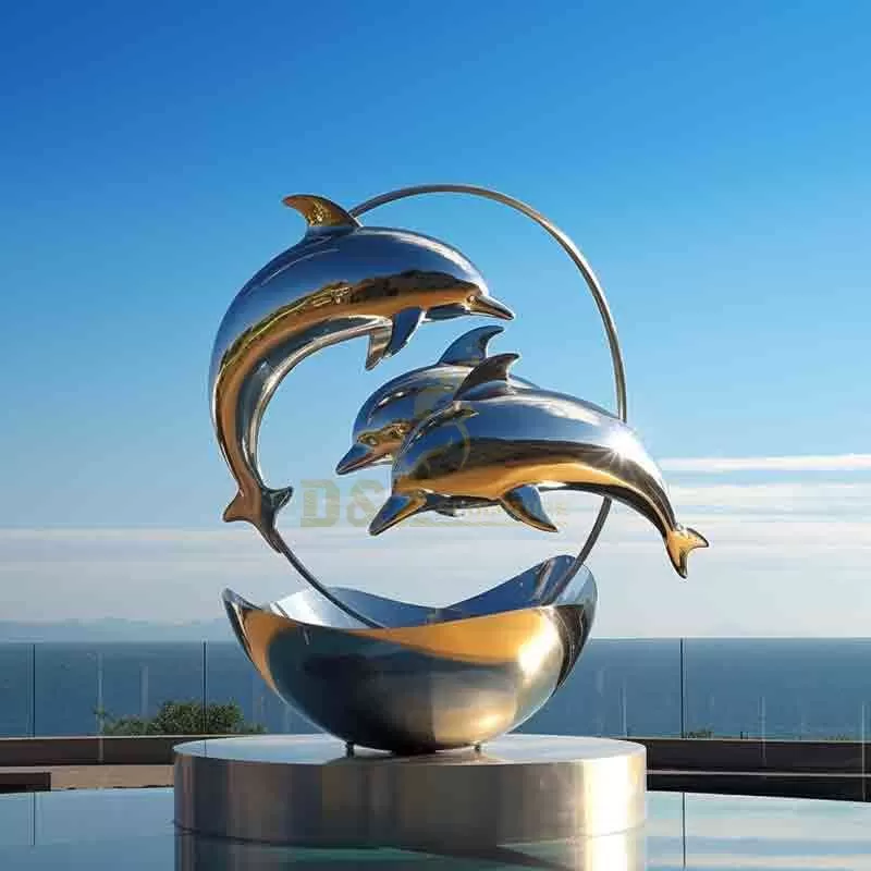 Large Outdoor Metal Dolphin Sculpture for Sale DZ-634