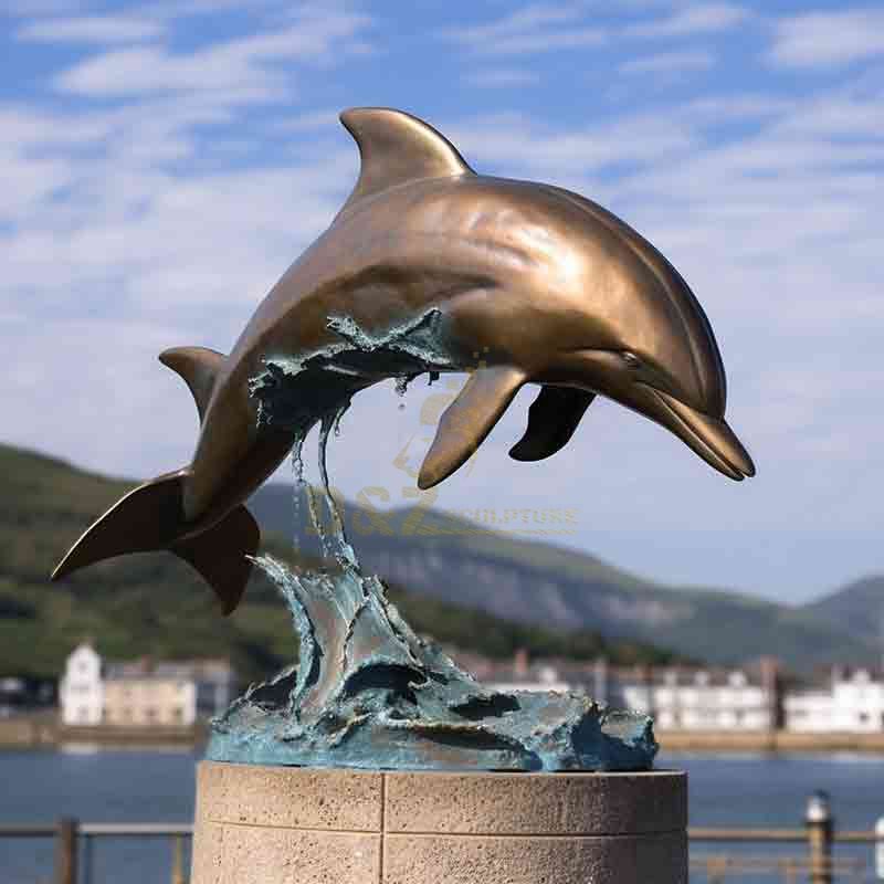 large outdoor bronze dolphin sculpture for sale DZ-635