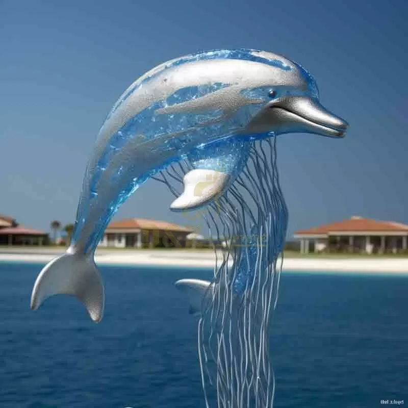 Beautiful outdoor metal wire dolphin sculptures for sale DZ-636