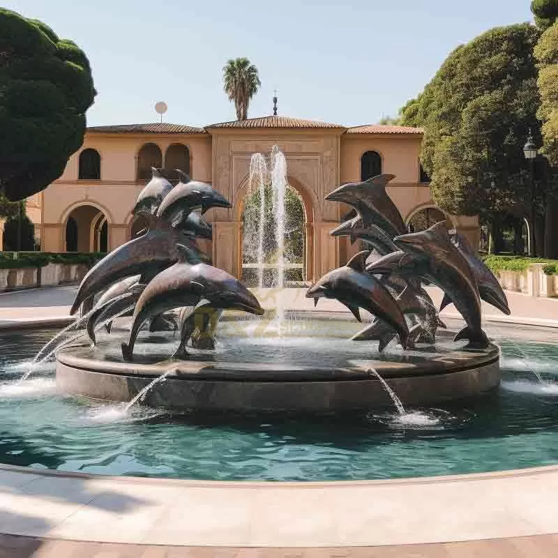 Large outdoor bronze dolphin pool statues custom DZ-637